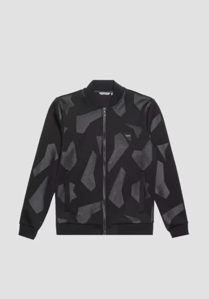 Schwarz Antony Morato Sweatshirt Regular Fit Aus Elastischem Scuba-Viskose-Mischgewebe Mit Geometrischem Print Sweatshirts Herren