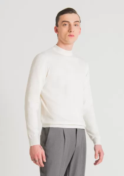 Elfenbein Pullover Regular Fit Aus Elastischem Viskosemischgarn Herren Strickwaren Antony Morato
