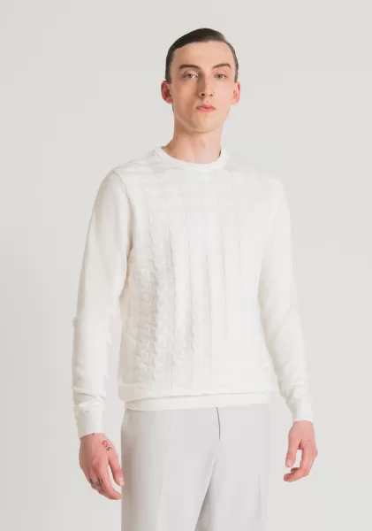 Creme Pullover Regular Fit Aus Wolle Und 3D-Jacquard-Baumwolle Strickwaren Antony Morato Herren