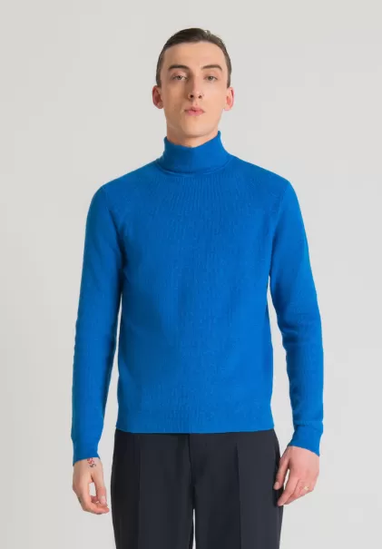 Strickwaren Kobalt Pullover Slim Fit Aus Warmem Merinowolle-Baumwoll-Mischgarn Antony Morato Herren