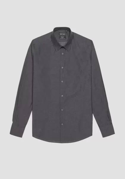 Schwarz Herren Antony Morato Hemd Slim Fit „Napoli“ Aus 100 % Baumwolle Hemden