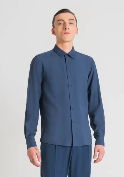 Herren Hemden Luftfahrt Blau Antony Morato Hemd Regular Straight Fit „Barcelona“ Aus Weichem Viskose-Mischgewebe