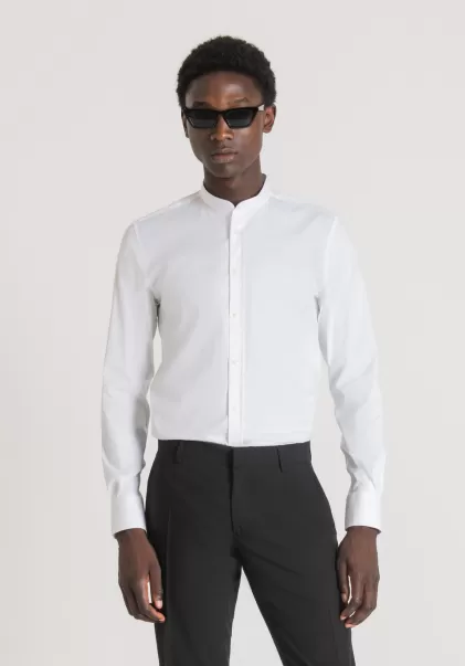 Herren Hemden Antony Morato Hemd Aus Baumwolle Mit Kleinem Stehkragen Weiß