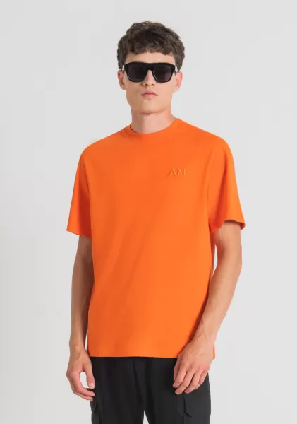 Antony Morato T-Shirt Aus 100 % Baumwolle Mit Gesticktem Logo T-Shirts Und Polo Orange Herren