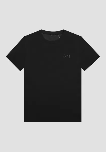 T-Shirts Und Polo Antony Morato Herren T-Shirt Over Fit Aus Reiner Baumwolle Mit Gesticktem Logo Schwarz
