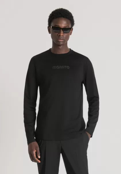 T-Shirts Und Polo Antony Morato T-Shirt Slim Fit Aus 100 % Baumwolle Mit Geprägtem Logo Schwarz Herren