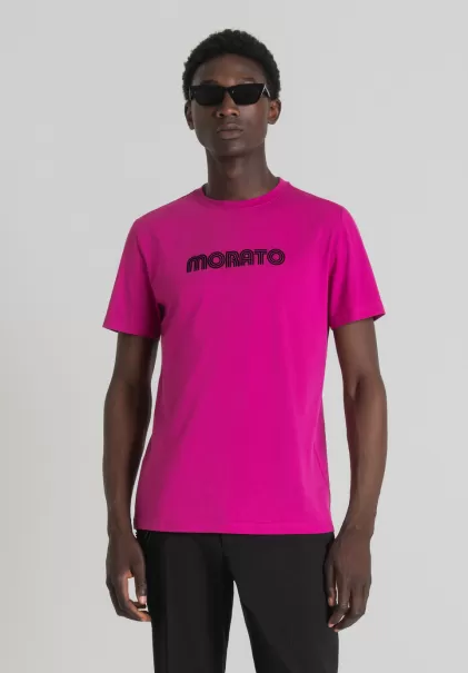 Herren Antony Morato T-Shirts Und Polo Magenta T-Shirt Slim Fit Aus 100 % Baumwolle Mit Logoprint