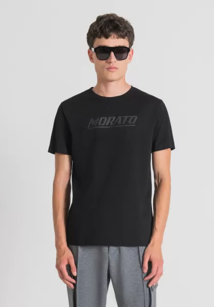 Schwarz Antony Morato T-Shirt Slim Fit Aus Reiner Baumwolle Mit „Morato“-Print Herren T-Shirts Und Polo