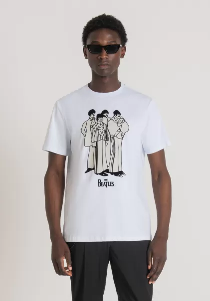 T-Shirt Regular Fit Aus 100 % Baumwolle Mit Print „The Beatles“ Weiß Antony Morato T-Shirts Und Polo Herren