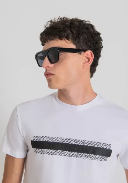 Weiß T-Shirt Super Slim Fit Aus Baumwollstretch Mit Geprägtem Logo Herren Antony Morato T-Shirts Und Polo