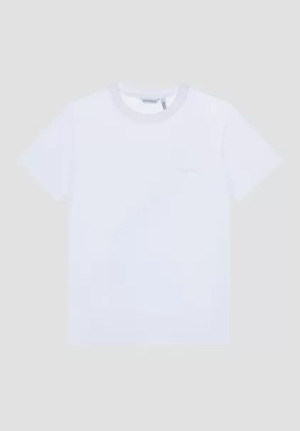 Antony Morato Herren T-Shirt Regular Fit Aus Nachhaltiger Viskose Mit Logo-Print Creme T-Shirts Und Polo