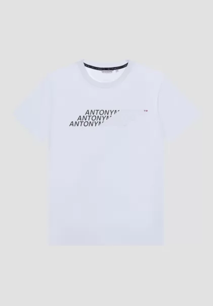 T-Shirts Und Polo T-Shirt Regular Fit Aus Baumwolle Mit Gummiertem Logo-Print Antony Morato Creme Herren