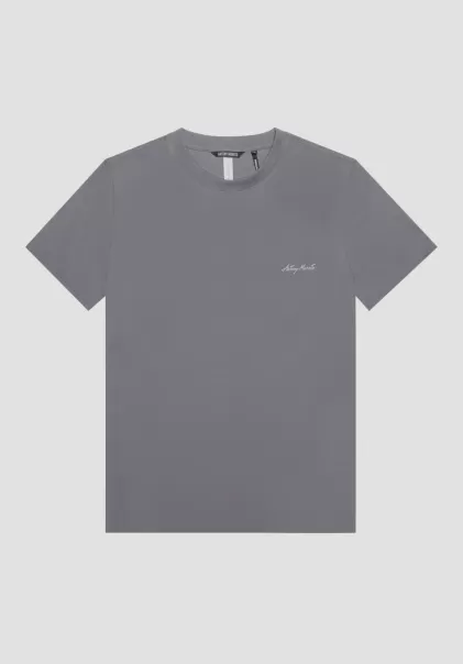 T-Shirts Und Polo Herren Anthrazit T-Shirt Regular Fit Aus Nachhaltiger Viskose Mit Logo-Print Antony Morato