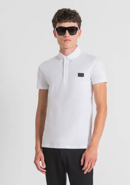 Antony Morato Weiß T-Shirts Und Polo Herren Poloshirt Super Slim Fit Aus Stretch-Baumwolle Mit Logo-Plakette