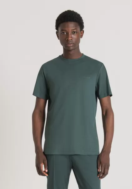Antony Morato T-Shirts Und Polo T-Shirt Regular Fit Aus Nachhaltiger Viskose Mit Logo-Print Herren Flaschegrun