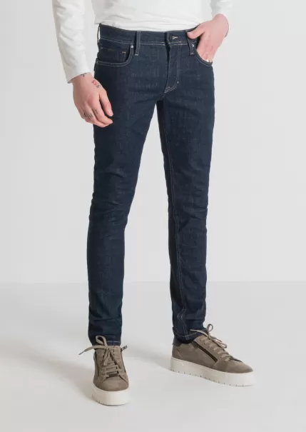 Herren Antony Morato Blue Denim Jeans Jeans Tapered Fit „Ozzy“ Aus Elastischem Denim Mit Dunkler Waschung