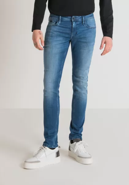 Jeans Tapered Fit „Ozzy“ Aus Stretch-Denim Mit Mittlerer Waschung Blue Denim Antony Morato Herren Jeans
