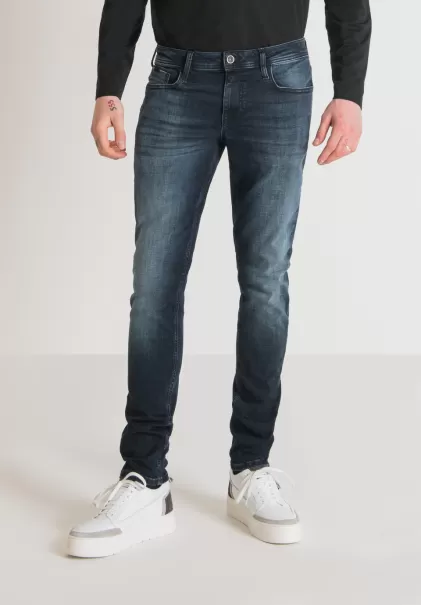 Jeans Tapered Fit „Ozzy“ Aus Stretch-Denim Mit Dunkler Waschung Jeans Antony Morato Herren Blue Denim