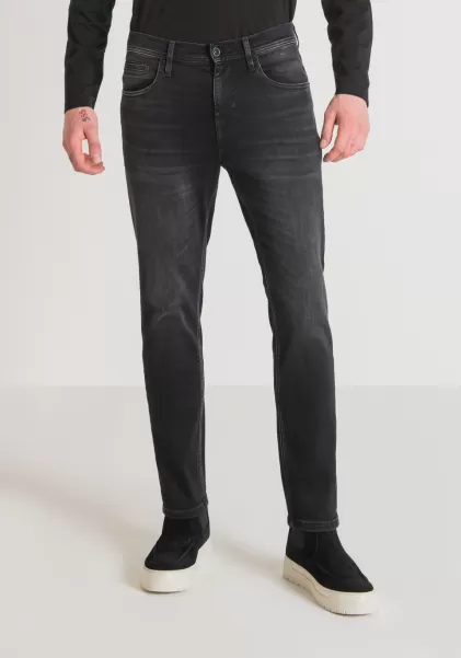 Schwarz Herren Jeans Jeans Skinny Cropped Fit „Karl“ Aus Schwarzem Stretch-Denim Mit Dunkler Waschung Antony Morato