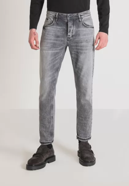 Jeans Schwarz Jeans Slim Ankle Length Fit „Argon“ Aus Schwarzem Denim Mit Heller Waschung Antony Morato Herren