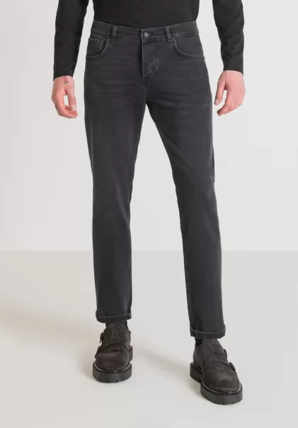 Jeans Slim Ankle Length Fit „Argon“ Aus Schwarzem Denim Mit Mittlerer Waschung Herren Jeans Antony Morato Schwarz