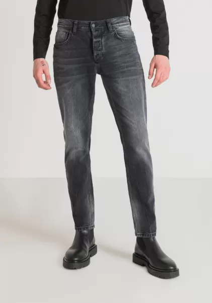 Herren Jeans Slim Fit „Laurent“ Aus Schwarzem Denim Mittlere Waschung Jeans Antony Morato Schwarz