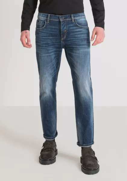 Herren Jeans Jeans Slim Ankle Length Fit „Argon“ Aus Blauem Denim Mit Mittlerer Waschung Antony Morato Blue Denim