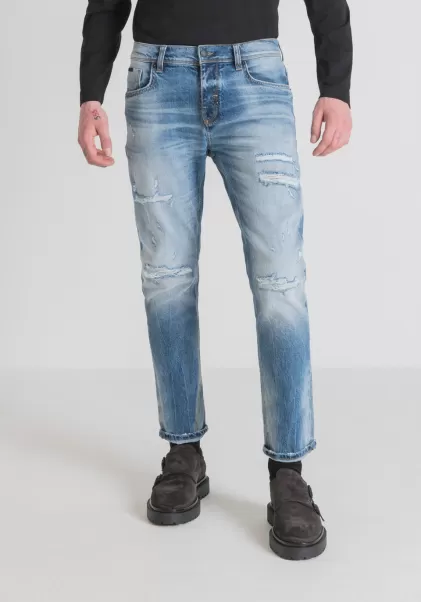 Jeans Slim Fit „Argon“ Aus Blue Denim Mit Heller Waschung Jeans Herren Antony Morato Blue Denim