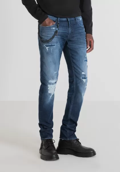 Jeans Tapered Fit „Iggy“ Aus Stretch-Denim Mit Mittlerer Waschung Jeans Blue Denim Antony Morato Herren