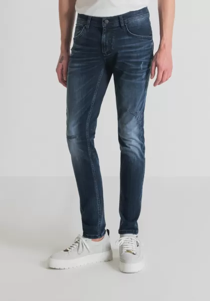 Blue Denim Jeans Herren Antony Morato Jeans Super Skinny Fit „Gilmour“ Aus Elastischem Denim-Mischgewebe Mit Dunkler Waschung Und Bleich-Effekt