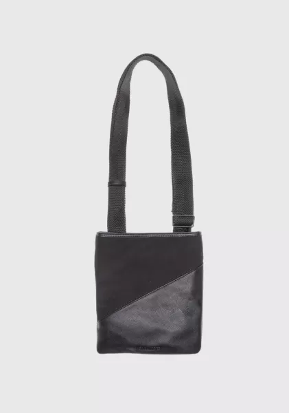 Schwarz Herren Messenger-Tasche Aus Popeline Mit Details Aus Kunstleder Und Metall-Logo Taschen Und Beutel Antony Morato