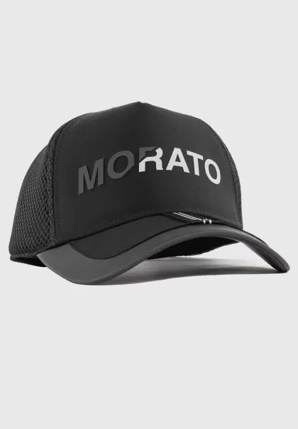 Hüte Und Mützen Antony Morato Herren Schwarz Basecap Aus Elastischem Baumwollpopeline Mit Geprägtem Zweifarbigem Logo