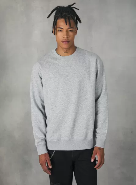 Plain-Coloured Crew-Neck Sweatshirt Sweatshirts Alcott Männer Mode Mgy2 Grey Mel Medium