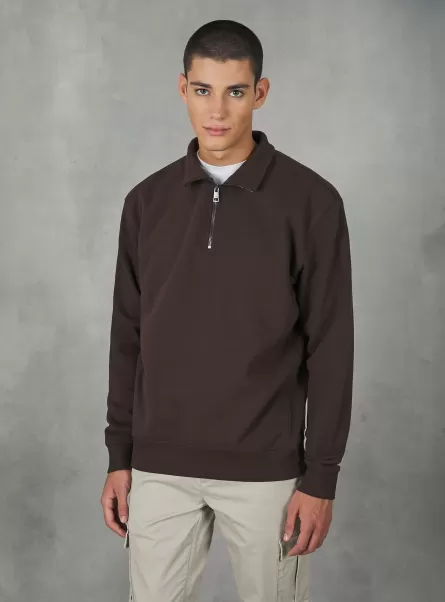 Männer Br1 Brown Dark Alcott Sweatshirts Plain-Coloured Half-Neck Sweatshirt Teuer