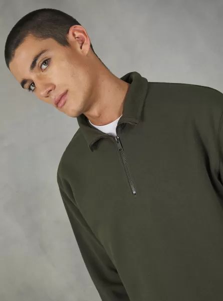 Markenstrategie Ky2 Kaky Medium Plain-Coloured Half-Neck Sweatshirt Alcott Männer Sweatshirts