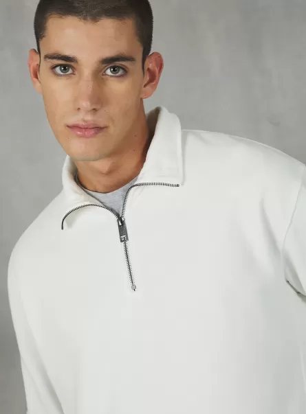 Plain-Coloured Half-Neck Sweatshirt Wh2 White Männer Reduzierter Preis Sweatshirts Alcott
