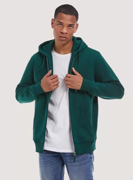 Gn1 Green Dark Cotton Zip Hoodie Männer Alcott Rabattcode Sweatshirts