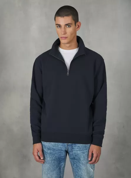Sweatshirts Plain-Coloured Half-Neck Sweatshirt Alcott Na1 Navy Dark Männer Entwicklung