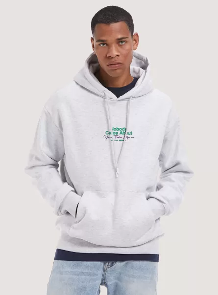 Männer Sweatshirts Alcott Hersteller Mgy3 Grey Mel Light Sweatshirt With Print And Hood