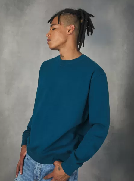 Ob2 Blue Oil Med. Produktzertifizierung Plain-Coloured Crew-Neck Sweatshirt Sweatshirts Männer Alcott