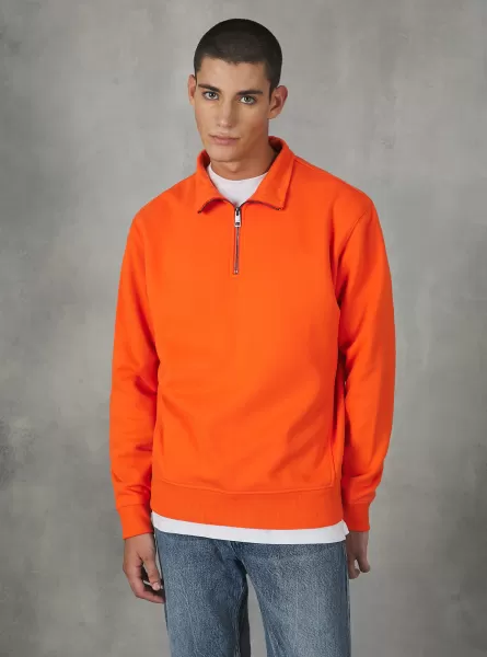 Or2 Orange Med. Alcott Männer Sonderangebot Sweatshirts Plain-Coloured Half-Neck Sweatshirt