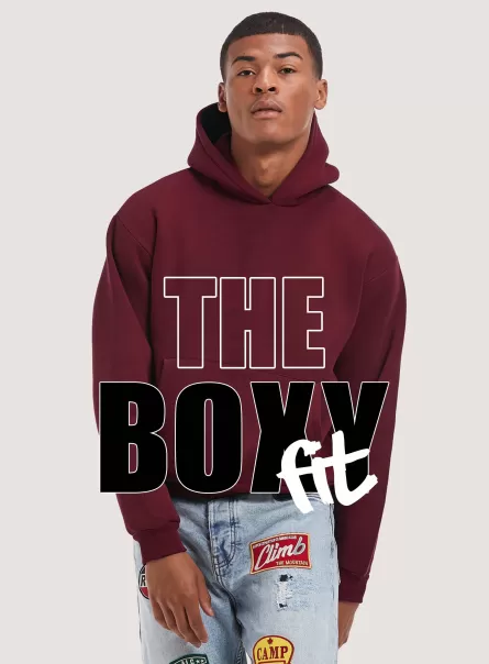 Männer Alcott Sweatshirts Boxy Fit Sweatshirt Mit Kapuze Kaufen Bo2 Bordeaux Medium