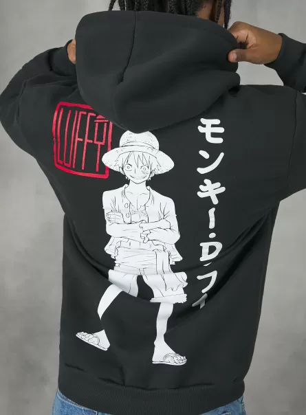 Alcott Sweatshirts Felpa Con Grafica One Piece Werbestrategie Bk3 Black Charcoal Männer