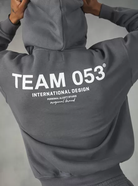 Sweatshirt With Team 053 Print Fertigung Männer Alcott Sweatshirts Gy1 Grey Dark