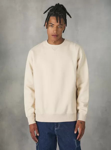 Plain-Coloured Crew-Neck Sweatshirt Sweatshirts Sa2 Sand Medium Preissenkung Männer Alcott