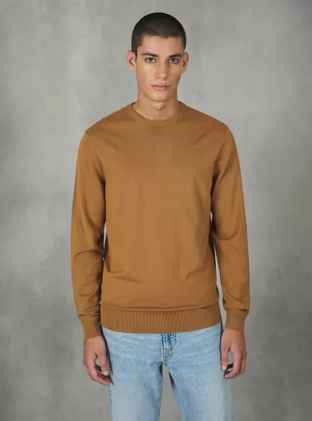 Round-Neck Pullover Made Of Sustainable Viscose Ecovero Bestellen Bg2 Beige Medium Strickwaren Männer Alcott