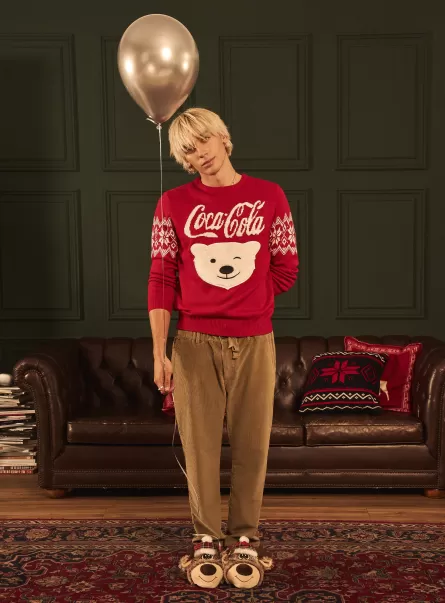 Promotion Männer Coca-Cola X Christmas Alcott Collection Pullover Rd2 Red Medium Strickwaren