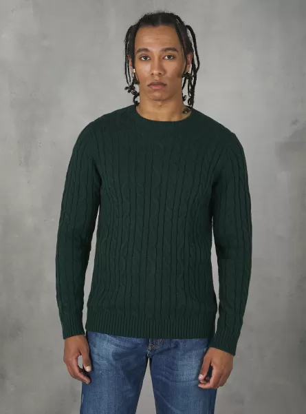 Verkaufen Alcott Strickwaren Crew-Neck Pullover With Braids Männer Gn1 Green Dark