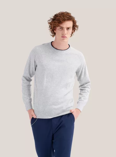 C150 Grey M Produktsicherheit Alcott Männer Strickwaren Round Neck Sweater With Contrasting Border