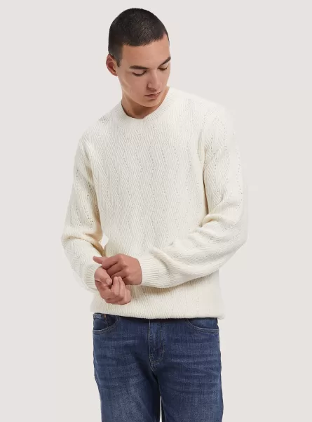 Wh2 White Strickwaren Alcott Männer Soft Pullover With Geometric Texture Ware